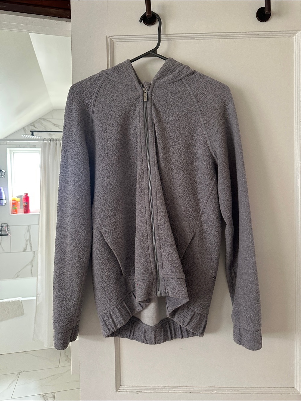 Cozy Grey Hooded Zip-Up Fleece Jacket